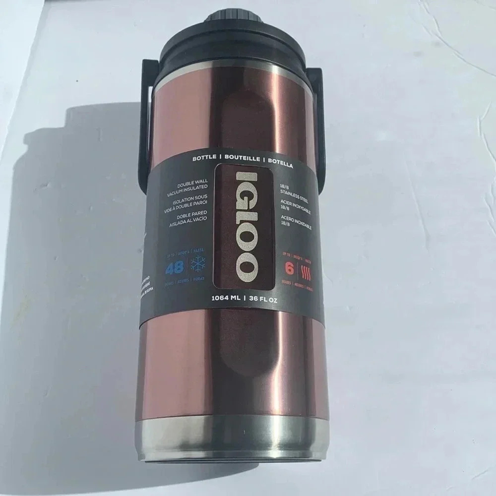 Igloo 36 oz Water Tumbler Bottle Stainless Steel Flamingo Bronze New